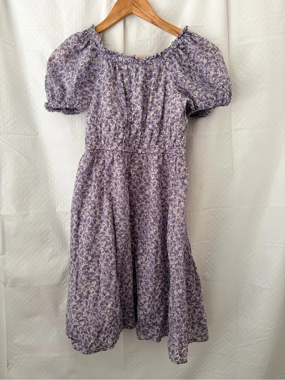 Crewcuts Lavender Floral Puff-Sleeve Midi Dress